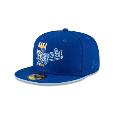 Blue Kansas City Royals Hat - New Era MLB Double Logo 59FIFTY Fitted Caps USA9027548